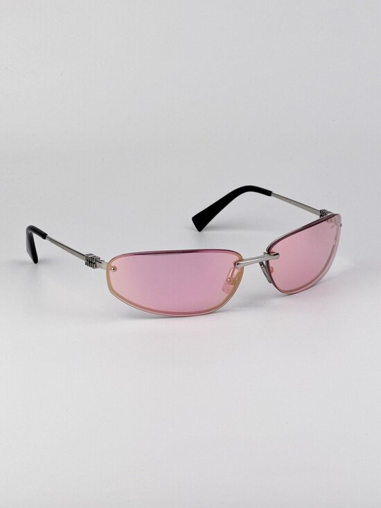 Miu Miu Women’s Sunglasses Silver Pink Wraparound MUA50S 1BC70J New & Authentic main image 6